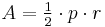 A = \tfrac{1}{2} \cdot p \cdot r