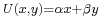 \scriptstyle U\left(x,y\right)=\alpha x %2B \beta y