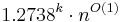 1.2738^k\cdot n^{O(1)}