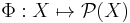 \Phi: X \mapsto \mathcal{P}(X)