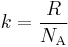 k = \frac{R}{N_{\rm A}}\,