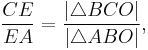 \frac{CE}{EA}=\frac{|\triangle BCO|}{|\triangle ABO|},