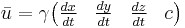 \bar u = \gamma \begin{pmatrix} \frac{dx}{dt} & \frac{dy}{dt} & \frac{dz}{dt} & c \end{pmatrix}