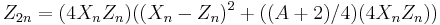 
Z_{2n} = (4X_nZ_n)((X_n-Z_n)^2%2B((A%2B2)/4)(4X_nZ_n))
