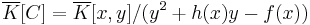 \overline{K}[C]=\overline{K}[x,y]/(y^2%2Bh(x)y-f(x))