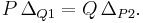 P \,\Delta_{Q1}=Q \,\Delta_{P2}.