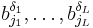 b_{j_1}^{\delta_1}, \ldots, b_{j_L}^{\delta_L}