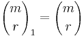 {m \choose r}_1 = {m \choose r}