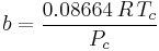 b = \frac{0.08664\,R\,T_c}{P_c}