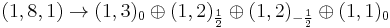 (1,8,1)\rightarrow(1,3)_0\oplus(1,2)_{\frac{1}{2}}\oplus(1,2)_{-\frac{1}{2}}\oplus(1,1)_0