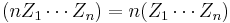 (n Z_1 \cdots Z_n) = n(Z_1 \cdots Z_n)