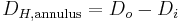 D_{H,\mathrm{annulus}} = D_o - D_i