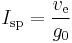 I_{\rm sp}=\frac{v_{\rm e}}{g_{\rm 0}}