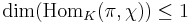  \dim( \operatorname{Hom}_K(\pi, \chi) ) \leq 1 