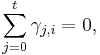 \ \sum_{j=0}^t \gamma_{j,i} = 0,