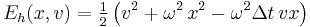 E_h(x,v)=\tfrac12\left(v^2%2B\omega^2\,x^2-\omega^2\Delta t\,vx\right)