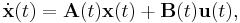 \dot{\textbf{x}}(t)=\textbf{A}(t) \textbf{x}(t) %2B \textbf{B}(t) \textbf{u}(t), 