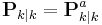 \textbf{P}_{k|k} = \textbf{P}_{k|k}^a