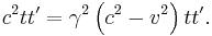 c^2 t t' = \gamma^2 \left(c^2 - v^2\right) t t'. 