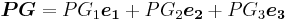 \boldsymbol{PG}=PG_1\boldsymbol{e_1}%2BPG_2\boldsymbol{e_2}%2BPG_3\boldsymbol{e_3}\!