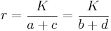 r=\frac{K}{a%2Bc}=\frac{K}{b%2Bd}