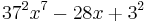 37^2x^7-28x%2B3^2