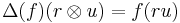  \Delta(f)(r \otimes u) = f(ru)