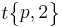 t\begin{Bmatrix} p , 2 \end{Bmatrix}