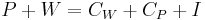  \textstyle  P%2BW=C_W%2BC_P%2BI  \,\ 