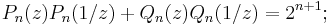 P_n(z) P_n(1/z) %2B Q_n(z) Q_n(1/z) = 2^{n%2B1}�; \, 