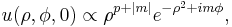   
u(\rho,\phi,0) \propto \rho^{p%2B|m|}e^{-\rho^2%2Bim\phi},
