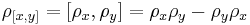 \rho_{[x,y]} = [\rho_x,\rho_y] = \rho_x\rho_y - \rho_y\rho_x\,