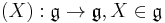 (X): \mathfrak{g} \to \mathfrak{g}, X \in \mathfrak{g}