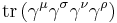 \operatorname{tr} \left( \gamma^\mu \gamma^\sigma \gamma^\nu \gamma^\rho \right) \,