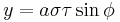 
y = a\sigma\tau \sin \phi\,
