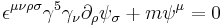  \epsilon^{\mu \nu \rho \sigma} \gamma^5 \gamma_\nu \partial_\rho \psi_\sigma %2B m\psi^\mu = 0