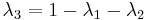 \lambda_{3} = 1 - \lambda_{1} - \lambda_{2}\,