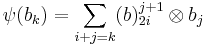 \psi(b_k) = \sum_{i%2Bj=k}(b)_{2i}^{j%2B1}\otimes b_j