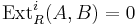 \operatorname{Ext}^i_R(A,B)=0