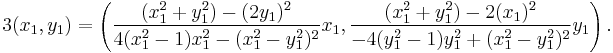  3(x_1,y_1) = \left( \frac{(x_1^2%2B y_1^2) - (2 y_1)^2}{4(x_1^2-1)x_1^2 - (x_1^2-y_1^2)^2}x_1, \frac{(x_1^2%2B y_1^2) - 2(x_1 )^2}{-4 (y_1^2-1)y_1^2%2B(x_1^2-y_1^2)^2}y_1 \right). \, 