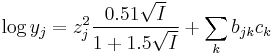 \log y_j= z_j^2 \frac{0.51 \sqrt I}{1%2B1.5 \sqrt I}%2B\sum _k b_{jk} c_k