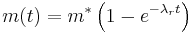 m(t) = m^* \left( 1 - e^{-\lambda_r t} \right)