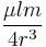  \frac{\mu l m}{4 r^3}