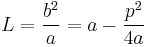 
L = \frac{b^{2}}{a} = a - \frac{p^{2}}{4a}
