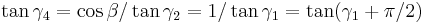 \tan\gamma_4=\cos\beta/\tan\gamma_2=1/\tan\gamma_1=\tan(\gamma_1%2B\pi/2)\,