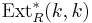 \operatorname{Ext}^*_R(k,k)