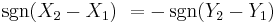  \sgn (X_2 - X_1)\ = - \sgn (Y_2 - Y_1)\ 