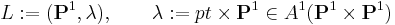 L�:= (\mathbf{P}^1, \lambda), \qquad \lambda�:= pt \times \mathbf{P}^1 \in A^1(\mathbf{P}^1 \times \mathbf{P}^1)