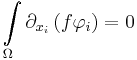  \int\limits_\Omega \partial_{x_i} \left(f\mathbf\varphi_i\right)=0