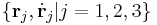 \{ \bold{r}_j, \dot{\bold{r}}_j | j = 1, 2, 3\}